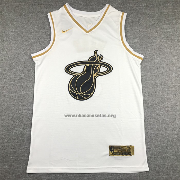 Camiseta Golden Edition Miami Heat Dwyane Wade NO 3 Blanco